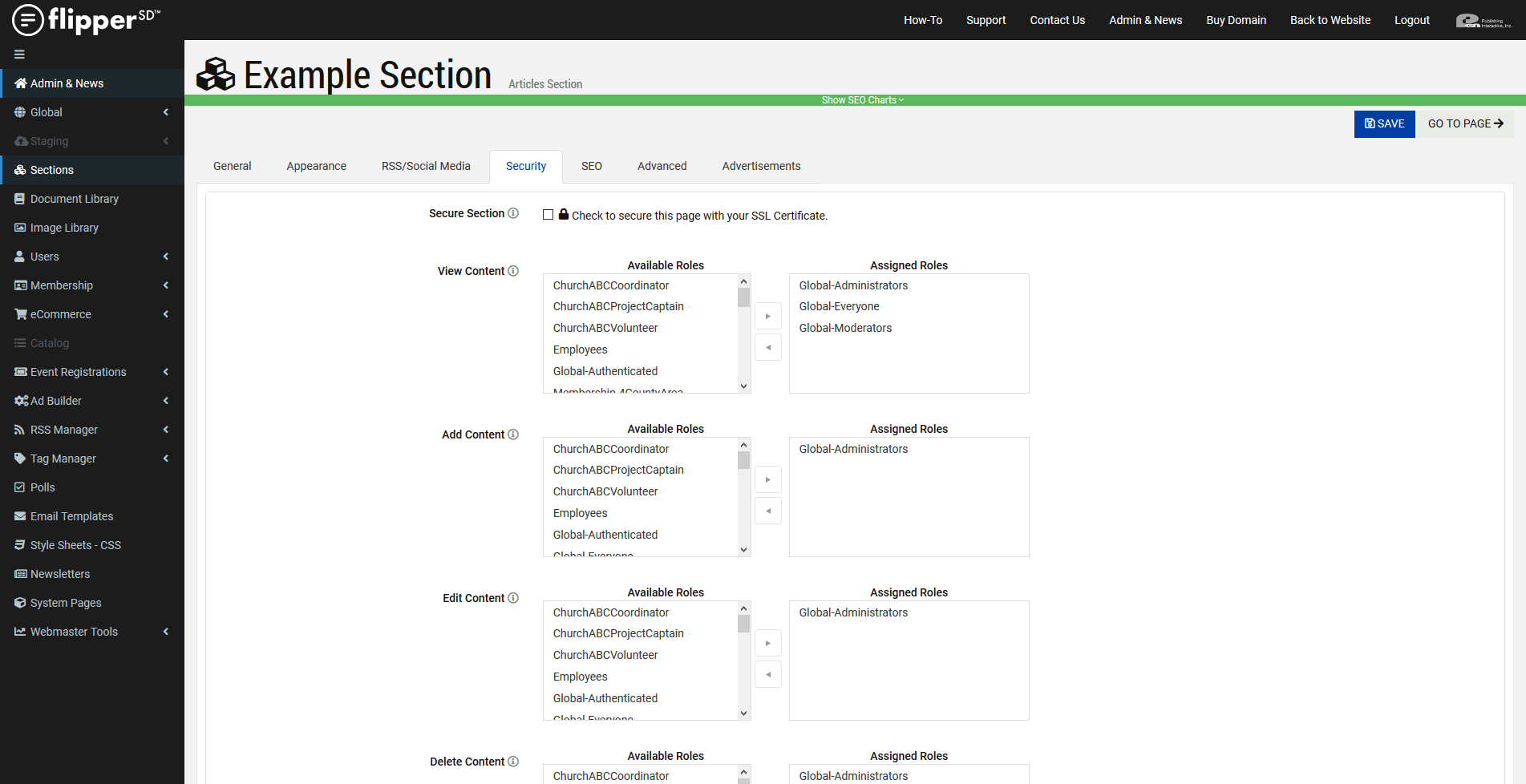 Articles Section-Role Based Permissions