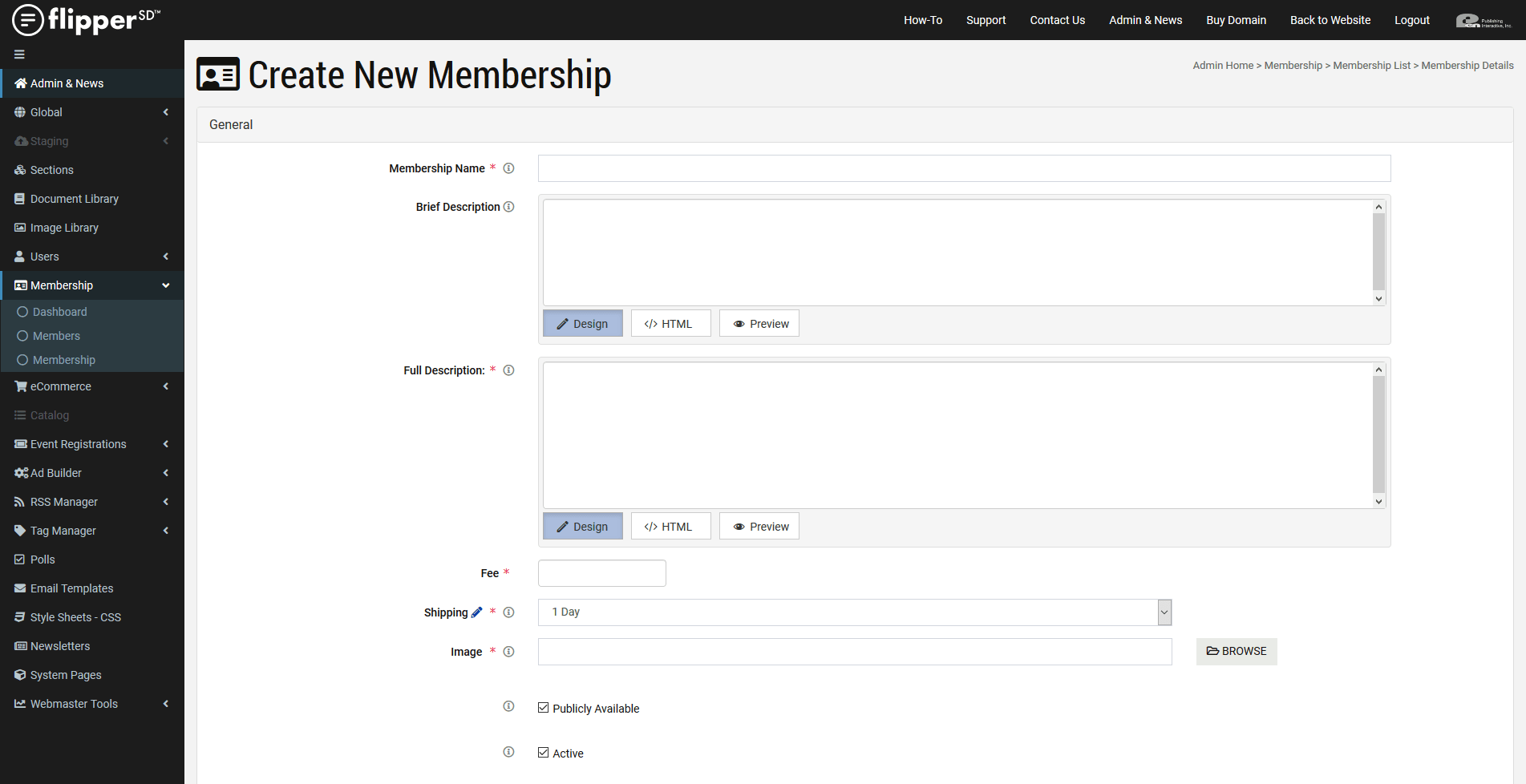 Membership-Create New Membership